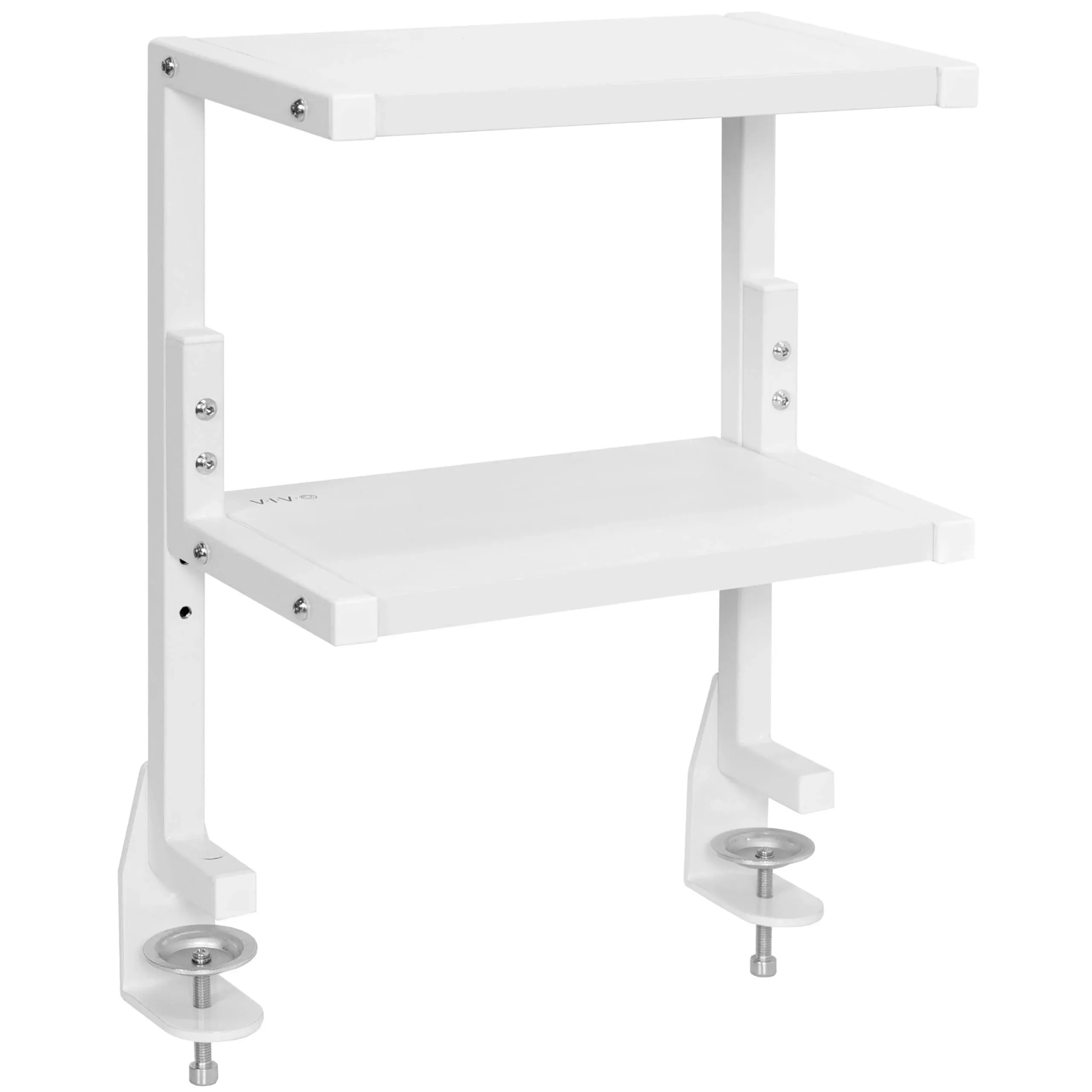 Vivo Clamp-On 13" Above or Below Desk 2-Tier Shelving Unit, Desk Organizer (STAND-SHELF2C Series) Vivo Finish: White