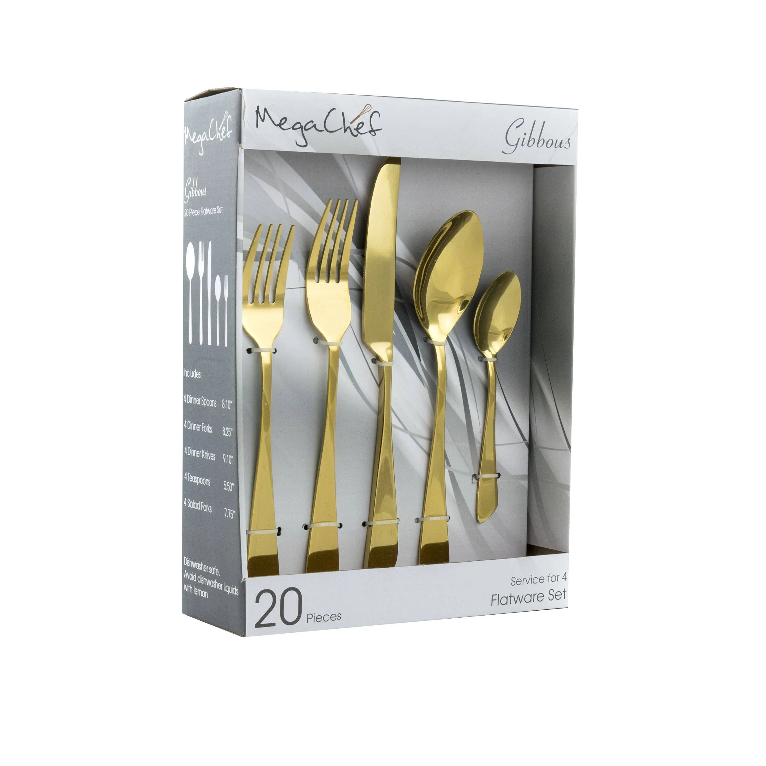 MegaChef Gibbous 20 Piece Flatware Utensil Set