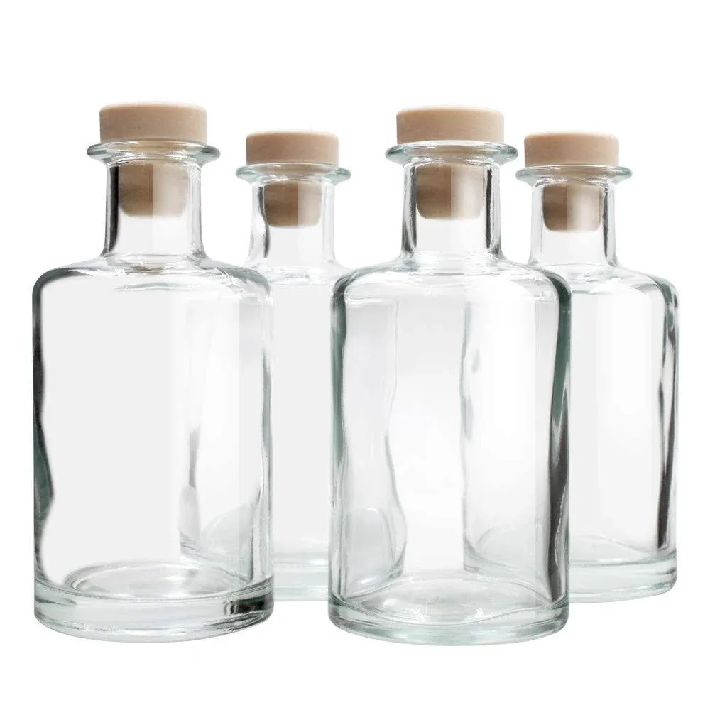  Glass Diffuser Bottles Diffuser Jars with Cork Caps Set of 4 – 5.3 inches 