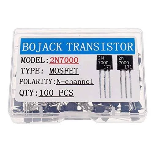 BOJACK 2N7000 MOSFET Transistor 200mA 60V N-Channel Feld Effect Transistor TO-92 (Pack of 100 Pcs)