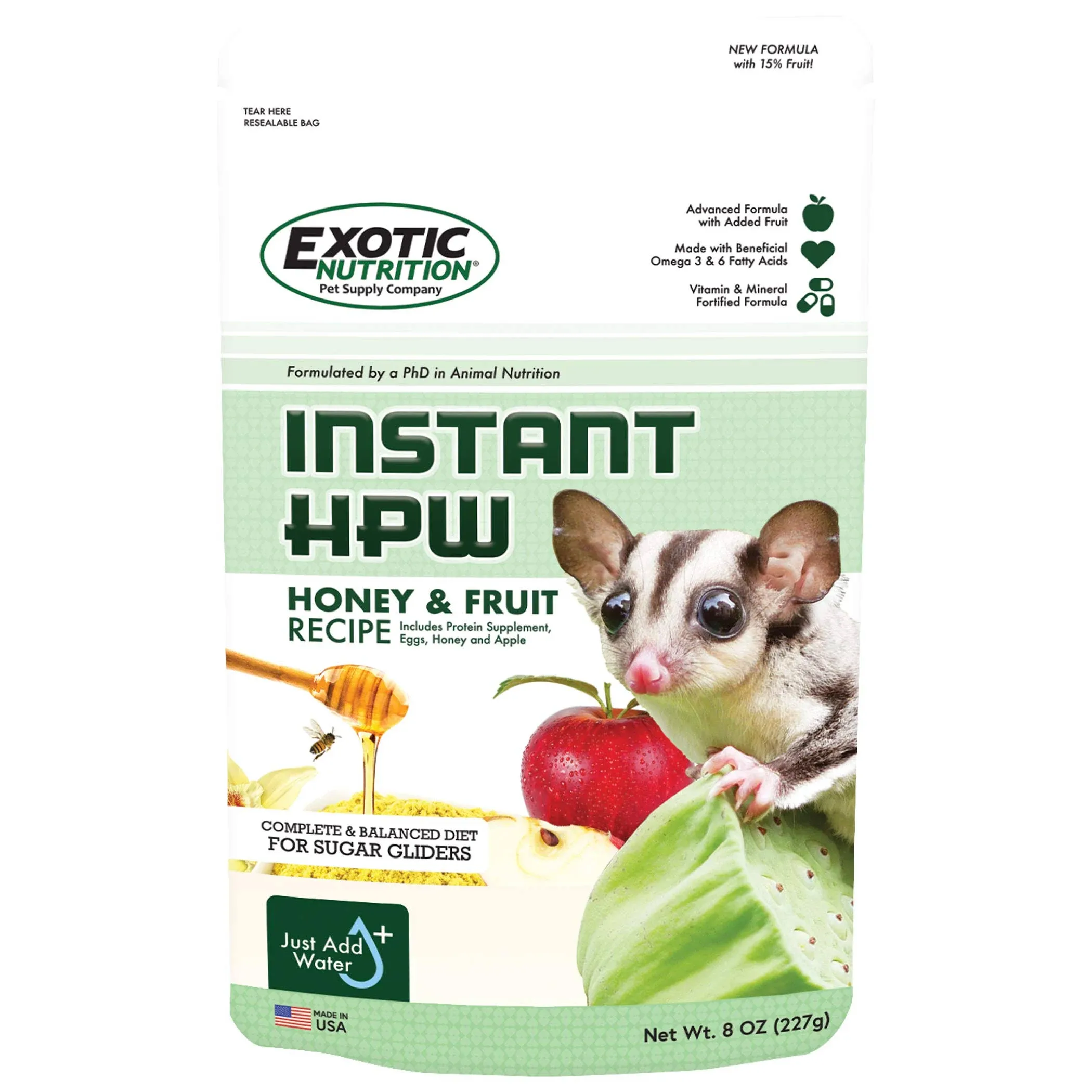 Exotic Nutrition Instant-HPW Honey & Fruit Recipe Sugar Glider Food