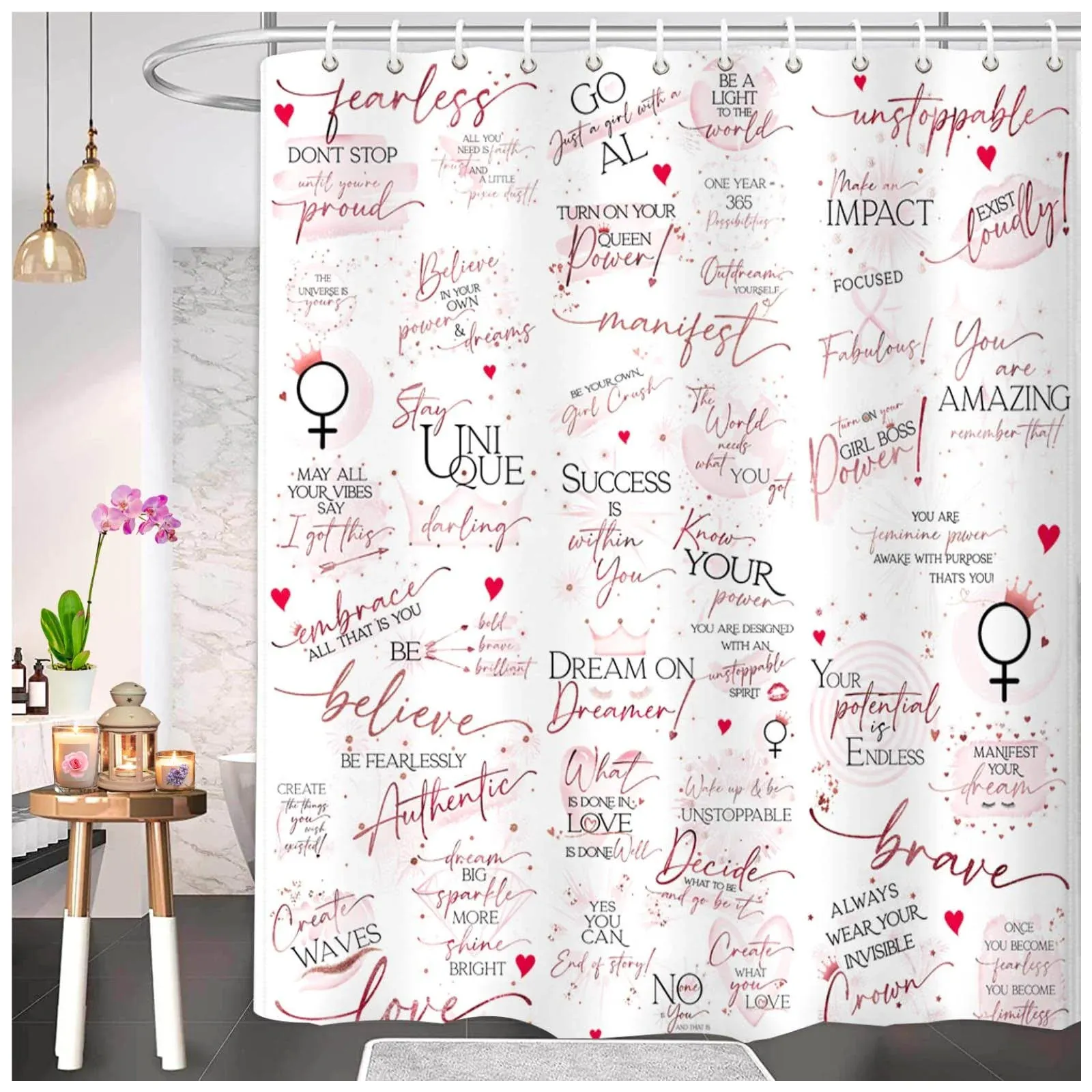 Girl Power 24/7 Girl Boss. Cute Boss Lady Shower Curtain with Inspirational ...