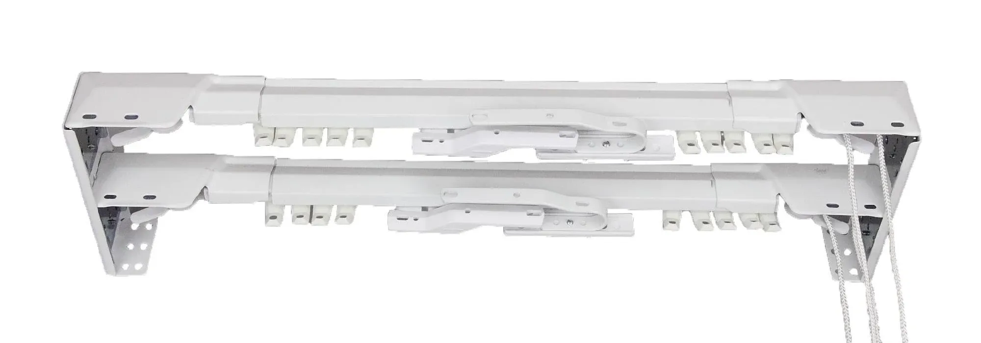 Rod Desyne 84 in. - 156 in. Heavy Duty Traverse Double Curtain Rod in White 3211-841