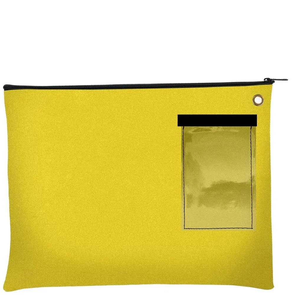 Bank Supplies - Yellow 14W x 11H 14 oz Canvas Large Zipper Bag