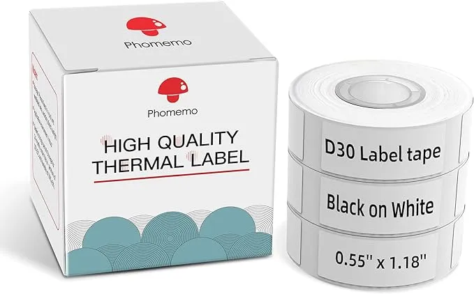 Phomemo D30 Self-Adhesive Labels White 055 x 118 (14mm x 30mm) 630 Labels, D30 ...