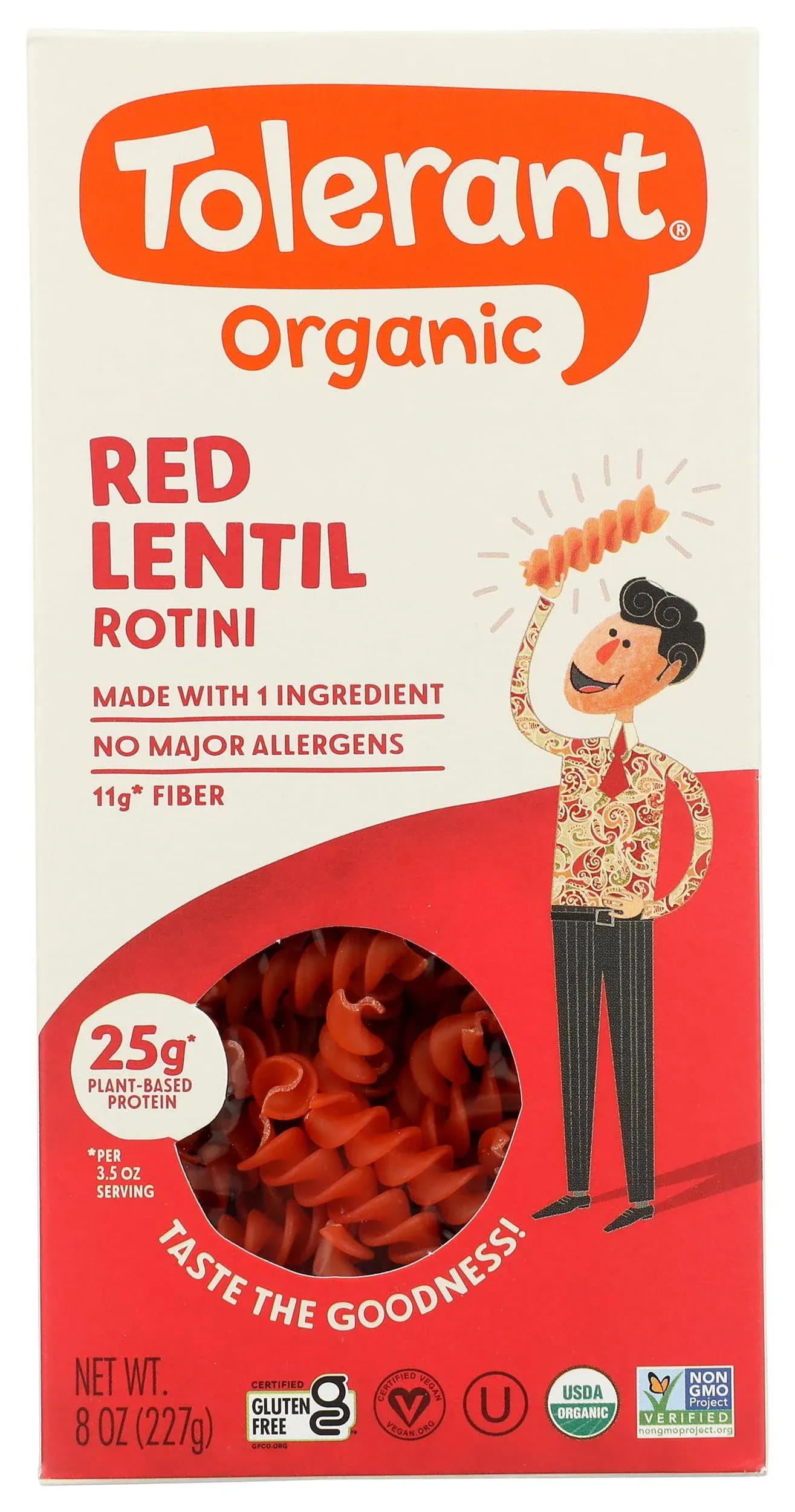 Tolerant Pasta Red Lentil Rotini Organic