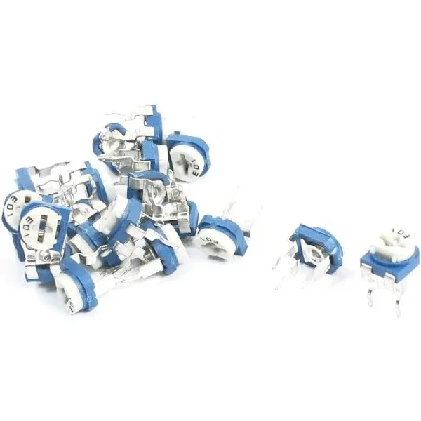 uxcell 20Pcs Blue White Horizontal Trimmer Resistor Potentiometer 103 10K Ohm