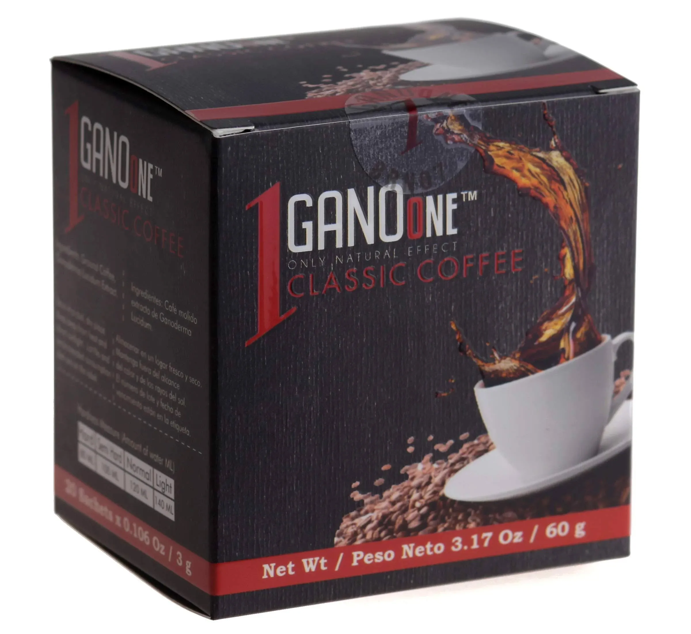 Ganoone Instant Classic Black Coffee With Ganoderma Reishi Mushroom Extract Premium Blend 30 Single Serve Sachets