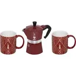 Bialetti Set Moka Express 3 Cups + 2 Mugs Art Deco