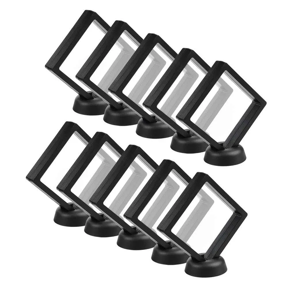 CrazyStorey Set of 10 Pcs Black 3D Floating Frame Display Holder Stands ,Medalli