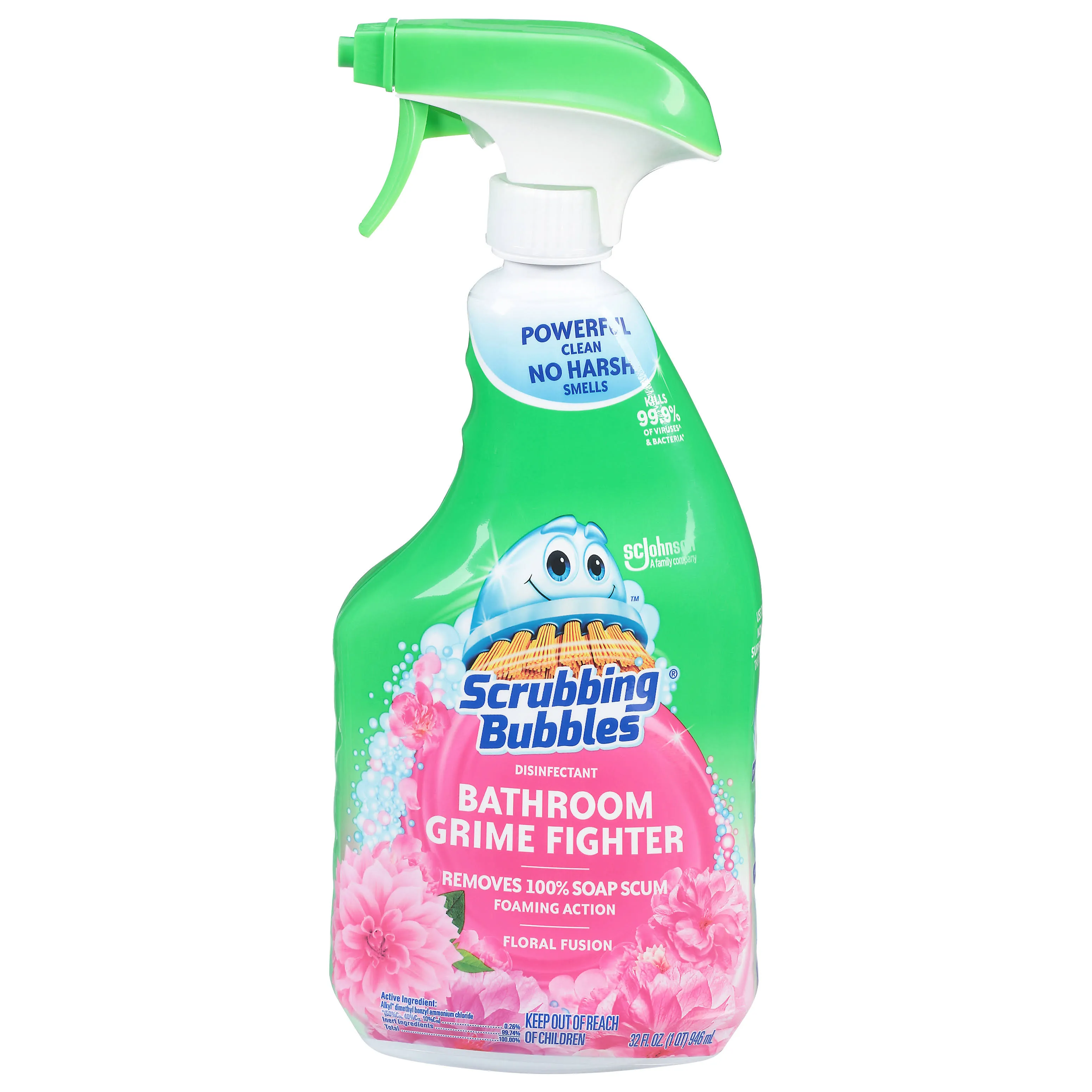 Scrubbing Bubbles Bathroom Cleaner, Grime Fighter, Floral Fusion - 32 fl oz