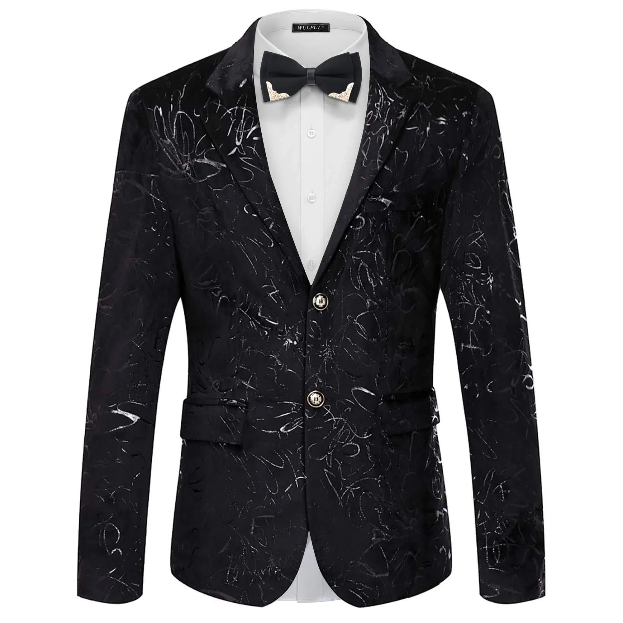 WULFUL Mens Floral Suit Jacket Slim Fit Stylish Blazer Dinner Party Prom Wedding ...