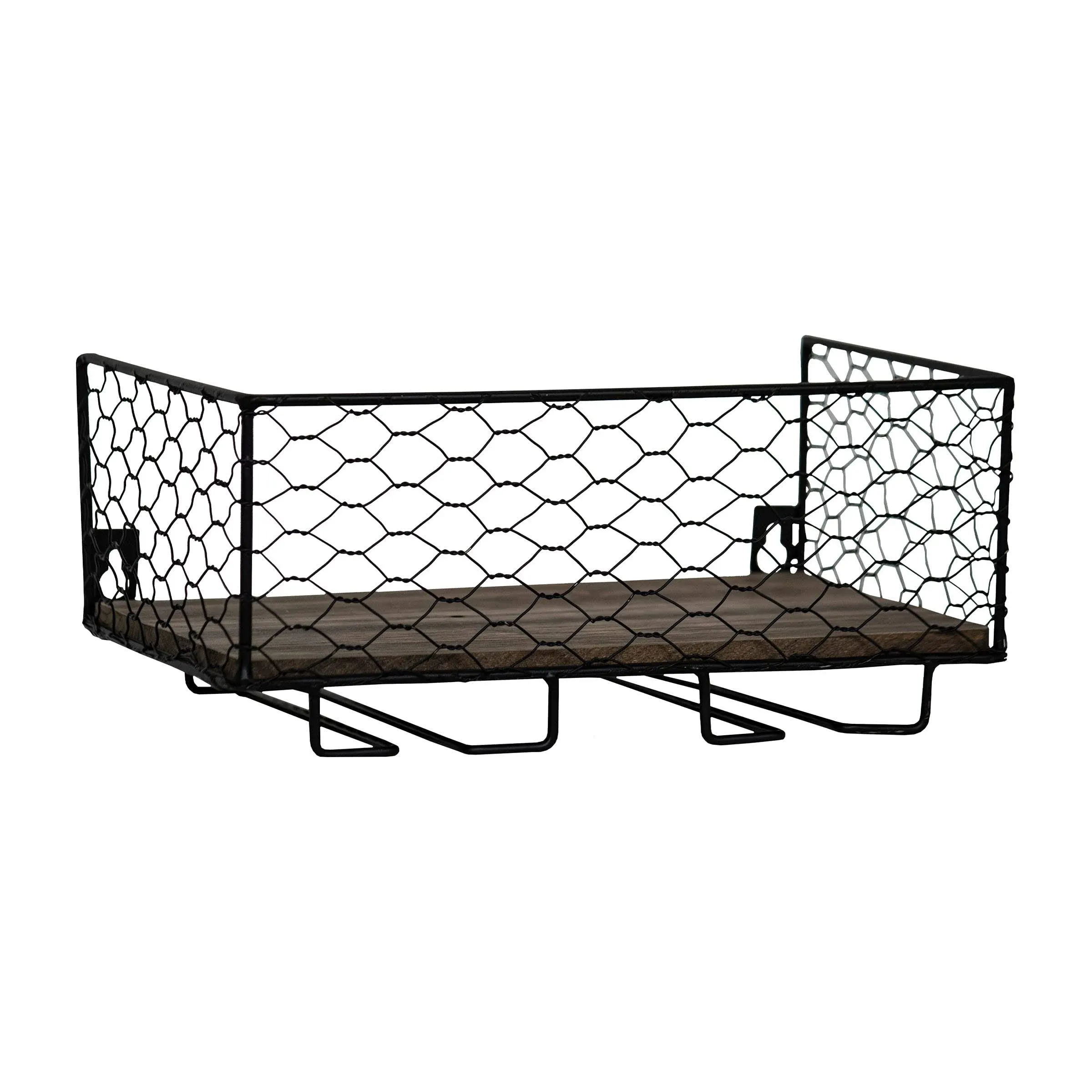 Foreside Home & Garden Black Two Bottle Wire Metal Wall Mount Wine Rack, 10.25 x 6.75 x 4.25