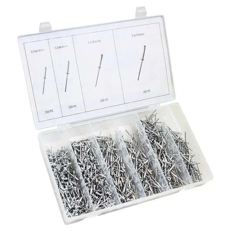 Xtremepowerus 1000pc 1/8 Blind Pop Rivet Assortment Kit