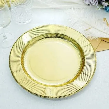 25 pcs 13 in Disposable Paper Charger Plates with Metallic Trim