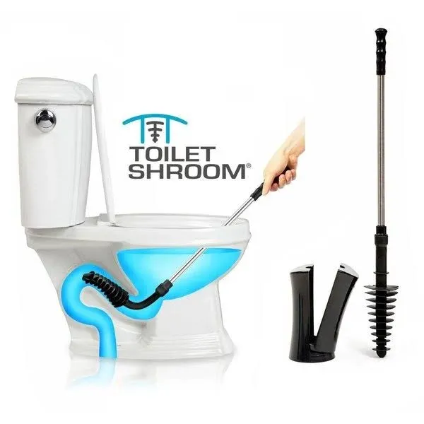 ToiletShroom Toilet Plunger with Holder 21 in. L X 3 in. D