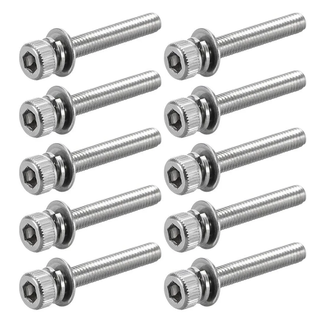 Uxcell M2.5 x 12mm Stainless Steel Hex Socket Head Cap Screws Bolts Combine with ...