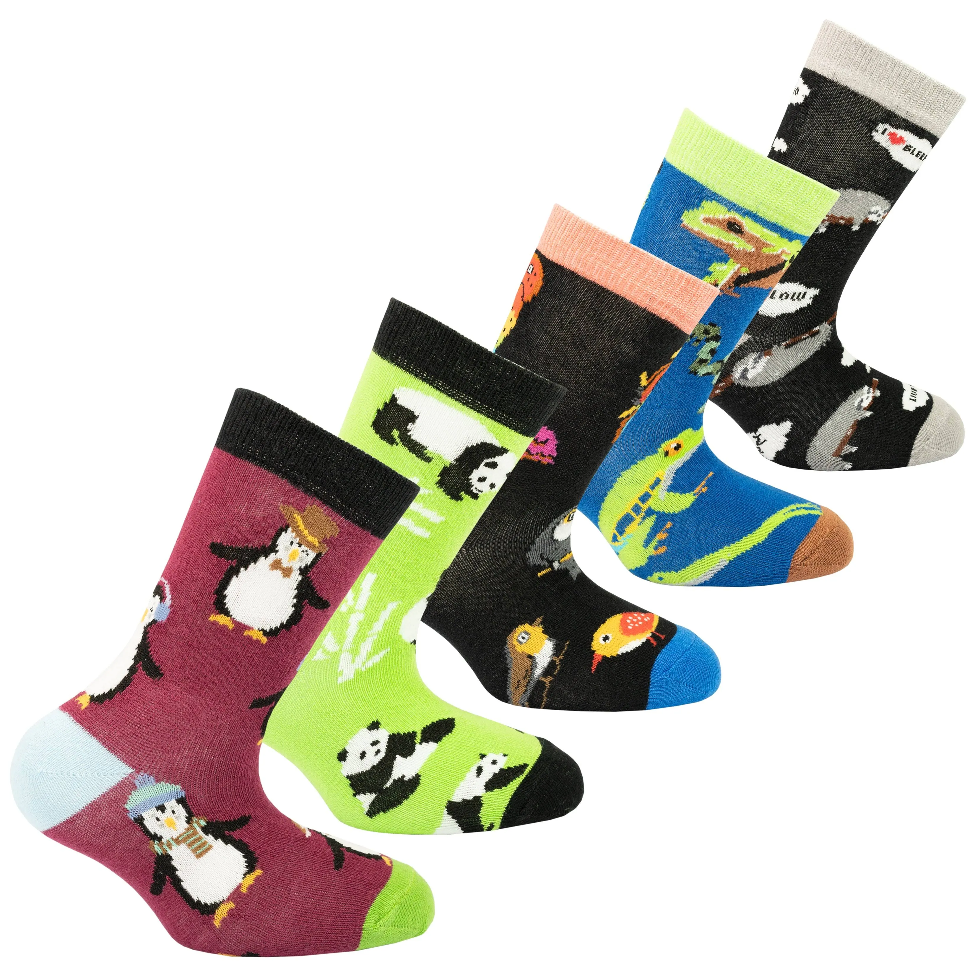 Kids Cute Animals Socks 5-Pack Large