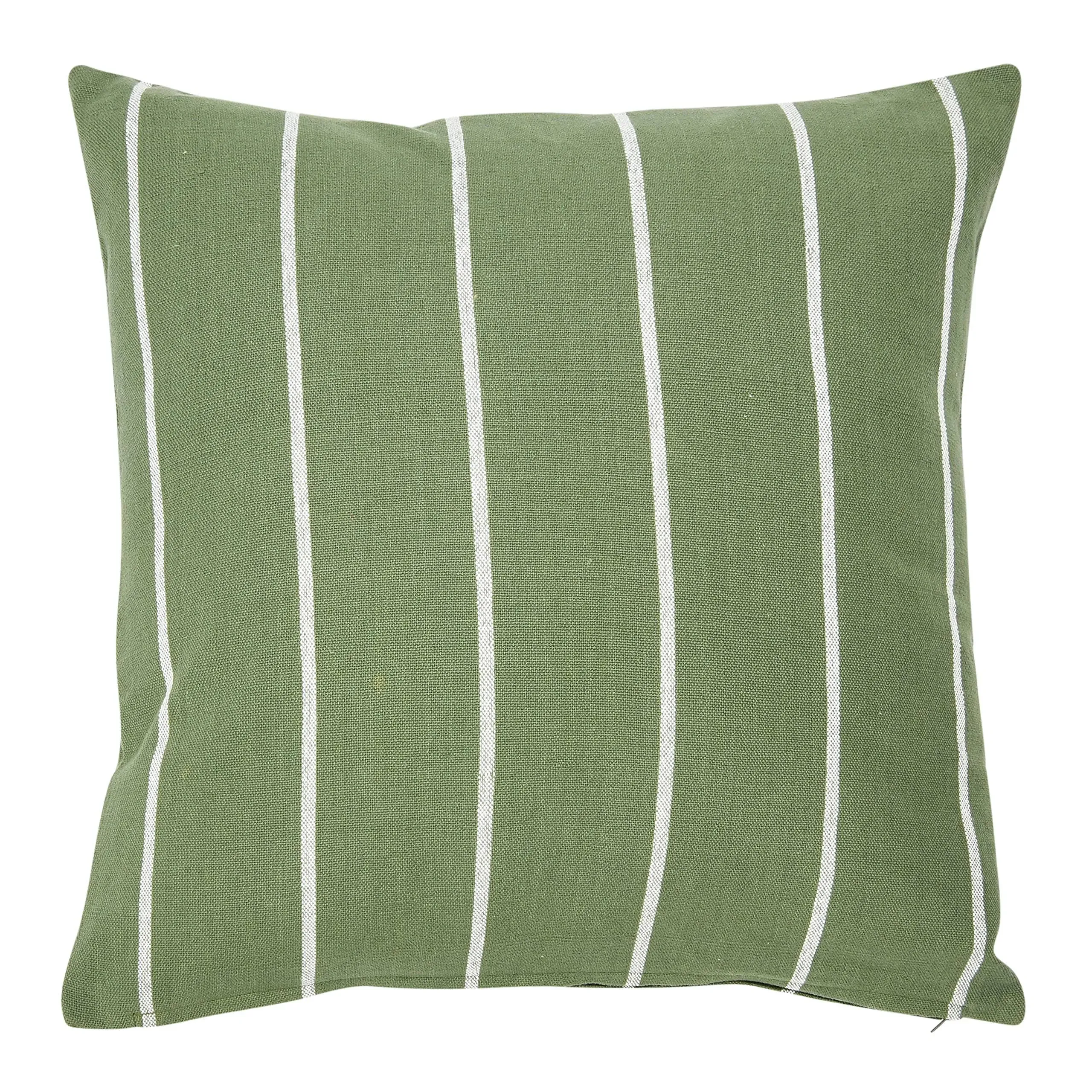 Storied Home 20 inch Square Interwoven Stripe Cotton Pillow Cover Green, Size: 20 ...