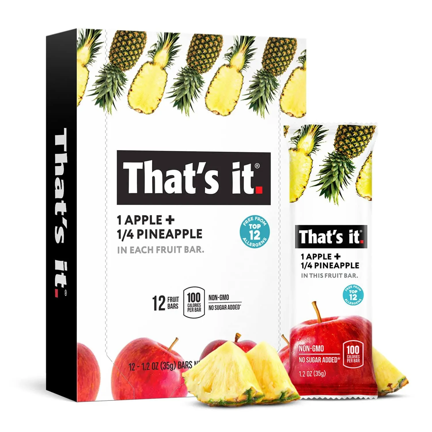 Thats It. Apple Pineapple 100 Natural Real Fruit Bar, Best High Fiber Vegan ...