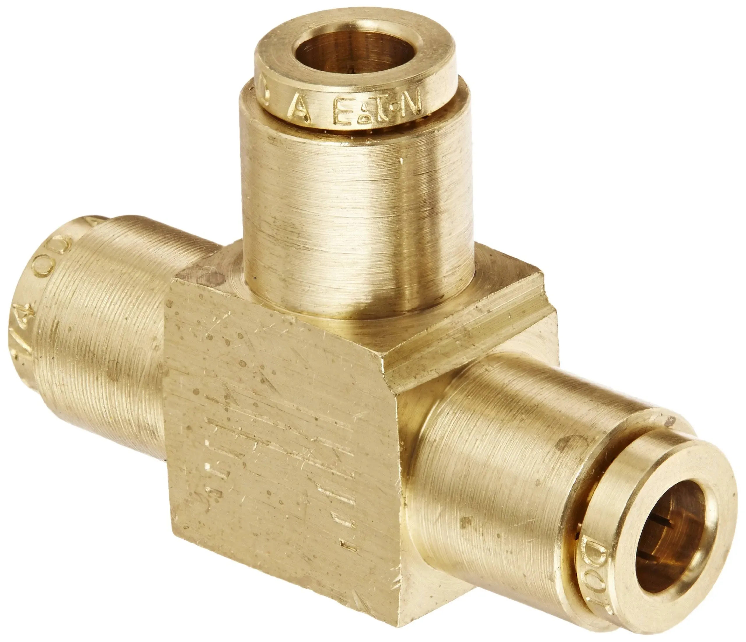 Eaton Weatherhead 1864X4 Brass CA360 D.O.T. Air Brake Tube Fitting, Union Tee, 1/4" Tube OD