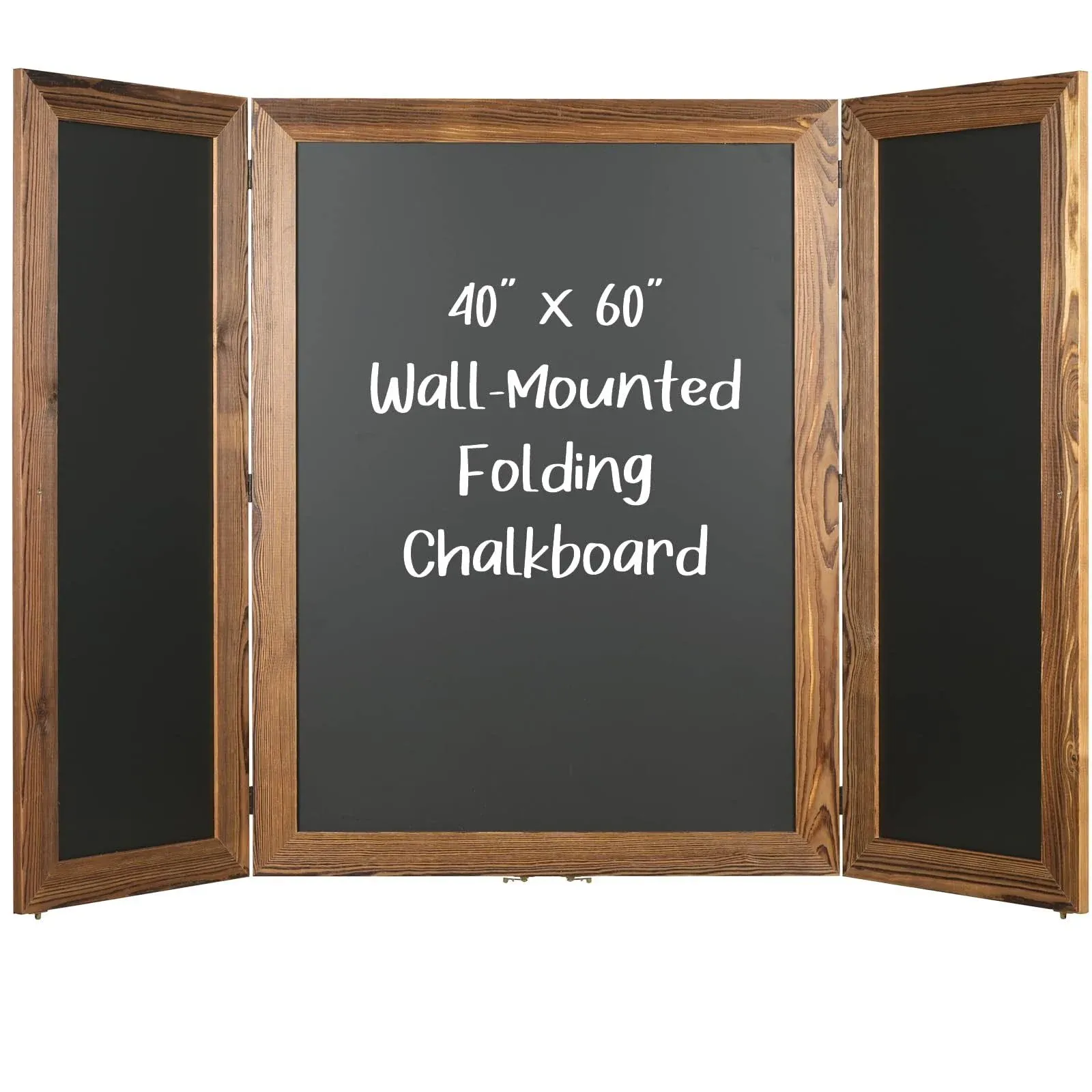 Excello 40 in. x 60 in. Wooden Wall Mounted Folding Chalkboard, Brown