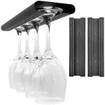 Aluminum Wine Glass Rack 2 Pack, Under Cabinet Wine Glass Holder, Under Shelf Mounted Stemware Rack for Bar Kitchen, Hanging Stemware Rack Organizer Hanger