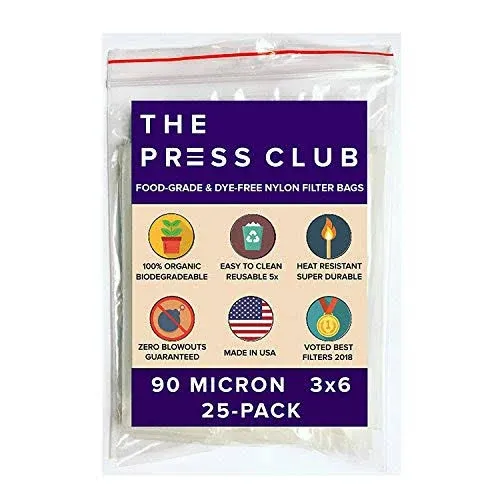 90 Micron | Premium Nylon Tea Filter Press Screen Bags | 3" x 6" | 25 Pack | Zero ...