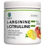 L-Arginine 5000mg + L-Citrulline 2000mg Complex Powder Supplement - Nitric Oxide Booster - Heart Health, Blood Flow, Energy & Endurance - 30 Servings (Peach Lemonade)