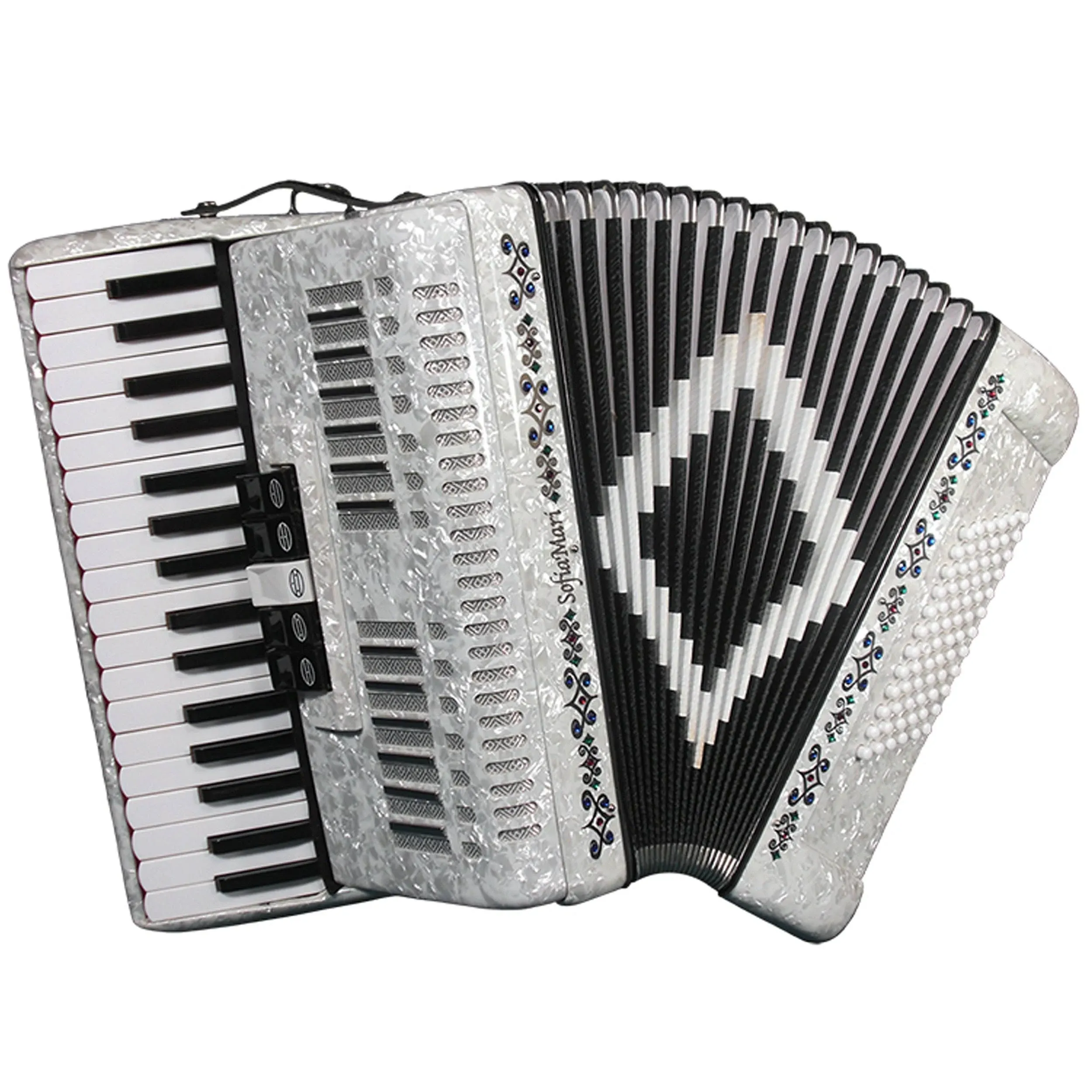 SofiaMari 34 Key 72 Bass 5 Switches Piano Accordion White