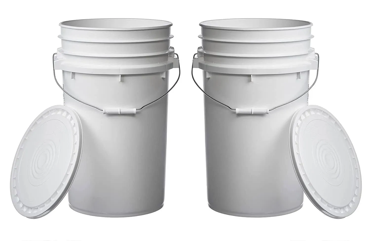 Hudson Exchange 7 Gallon (2 Pack) Large Bucket Pail Container with Easy Peel Lid ...