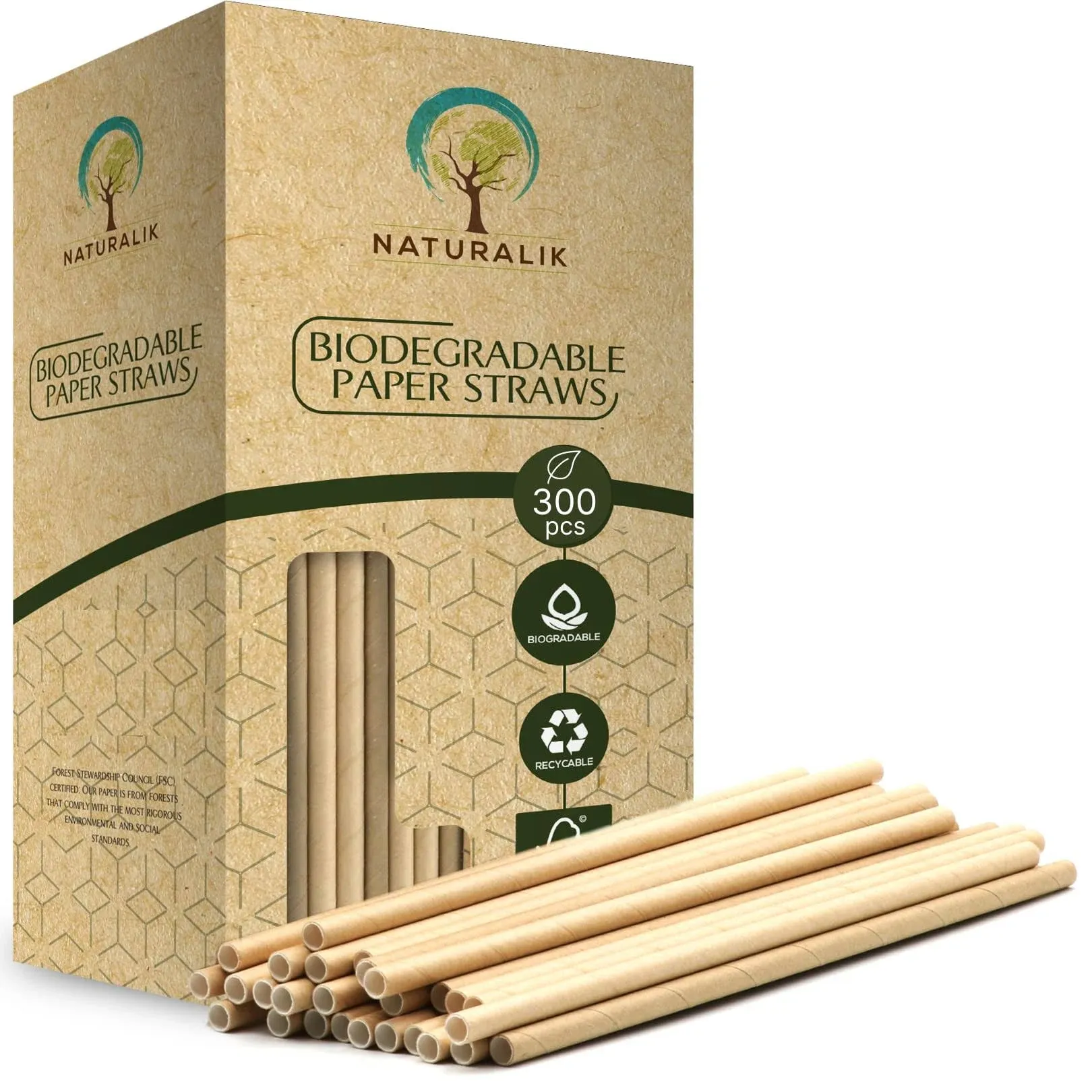 Naturalik Extra Durable Biodegradable Paper Straws