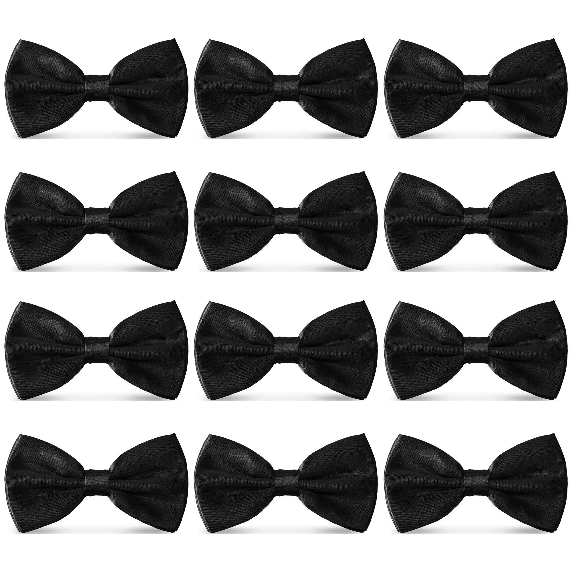 Men's Bowties Formal Satin Solid - 6/12 Pack Bow Ties Pre-tied Adjustable Ties for Men Many Colors Option in bulk