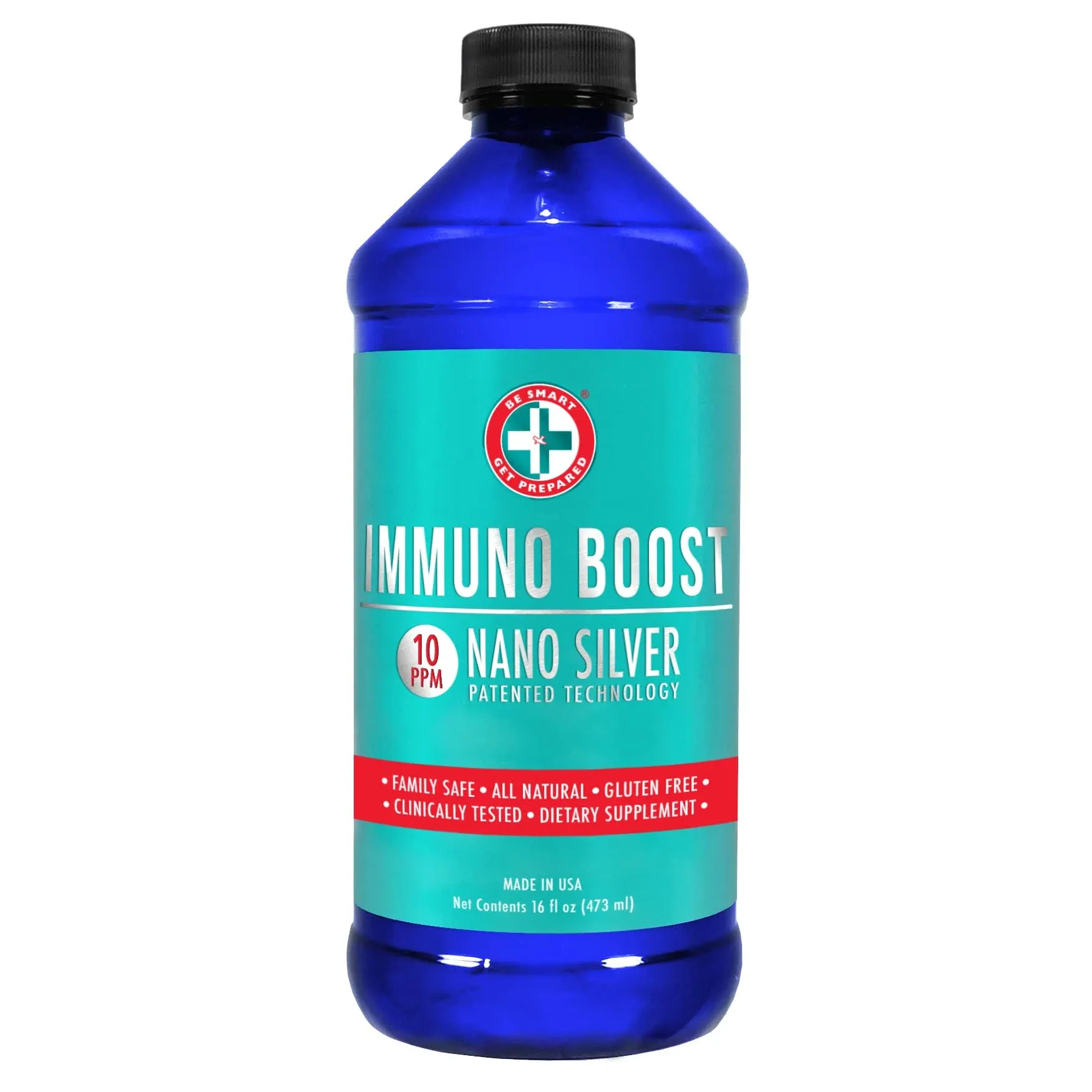 Be Smart Get Prepared 10 PPM Nano Silver Immuno Boost Supplement,16 FL Oz