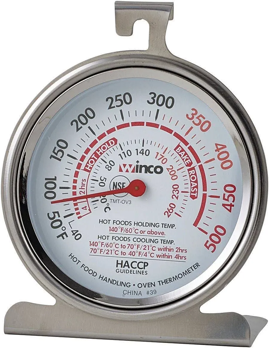 Winco B001B4KUPY 3-Inch Oven Thermometer with Hook and Panel Base, 3" Dial