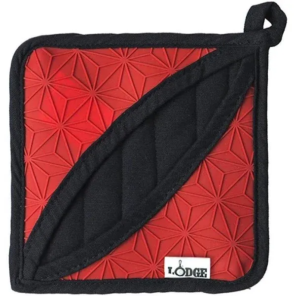 6.5 in. Silicone & Fabric Trivet Potholder, Red & Black