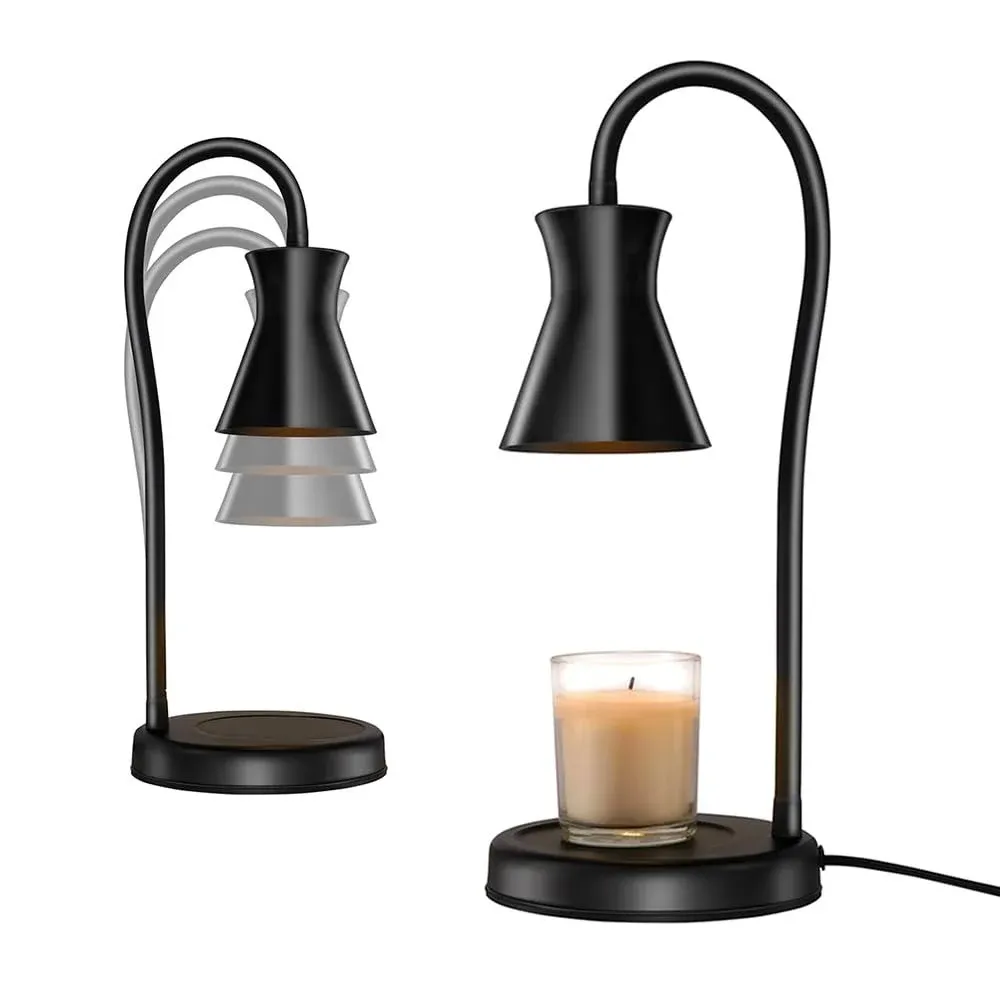 Candle Warmer Lamps,360°Adjustable Gooseneck Jar Candle Warmers Lantern,Dimmable and Timer Candle Lamp Candle Holder(Metal-Black)