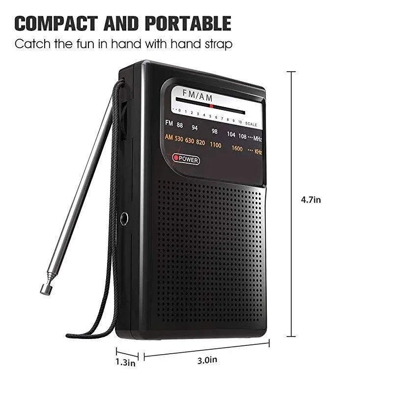 AM FM Radio, Battery Operated Radio, Portable Pocket Radio with Best Reception