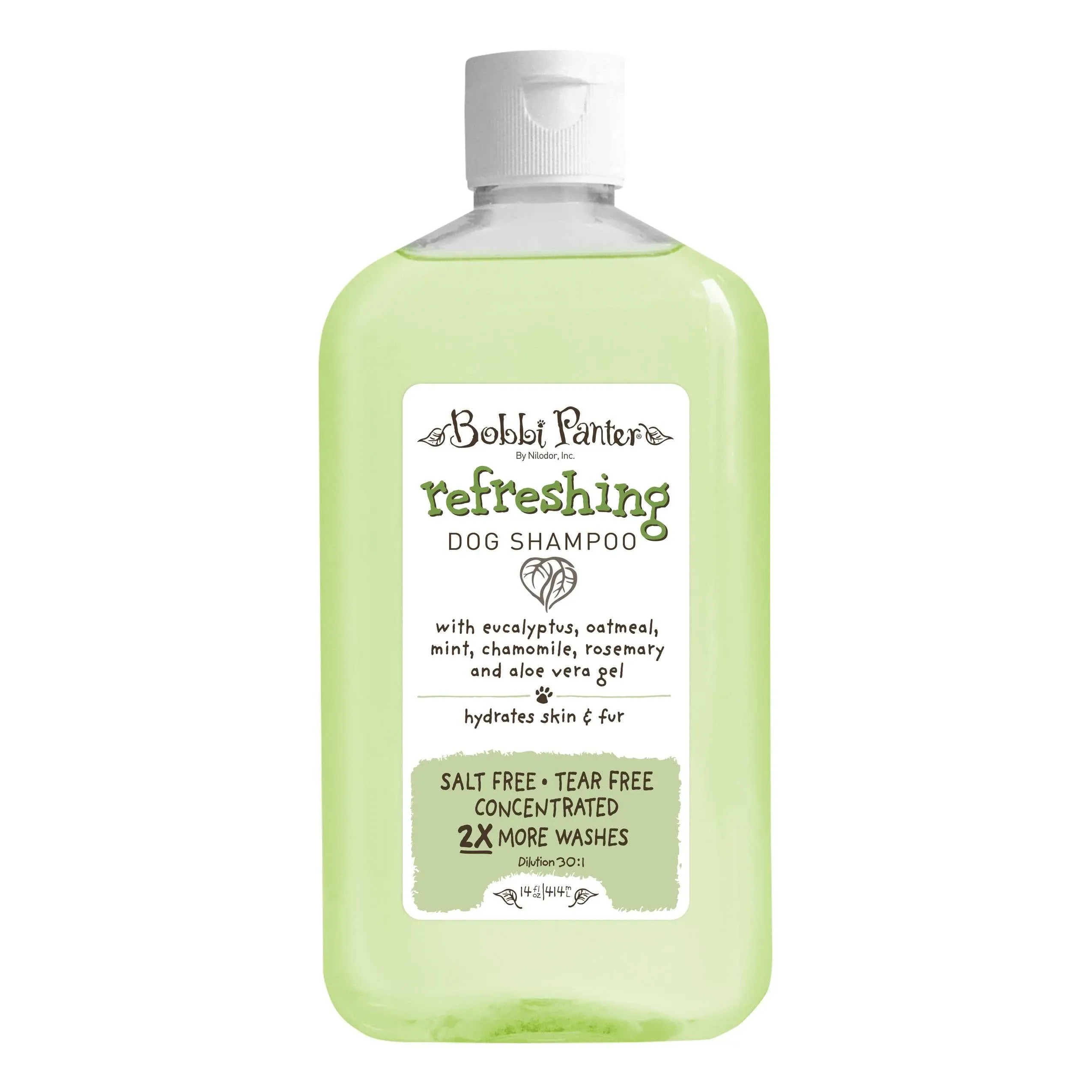 Nilodor Refreshing Dog Shampoo - Made in USA - Natural Formula Hydrates and Soothes Skin & Fur, Minimizes Itching & Dander - Concentrated 30:1 for Professional Groomers - Mint Scent, 14 Oz