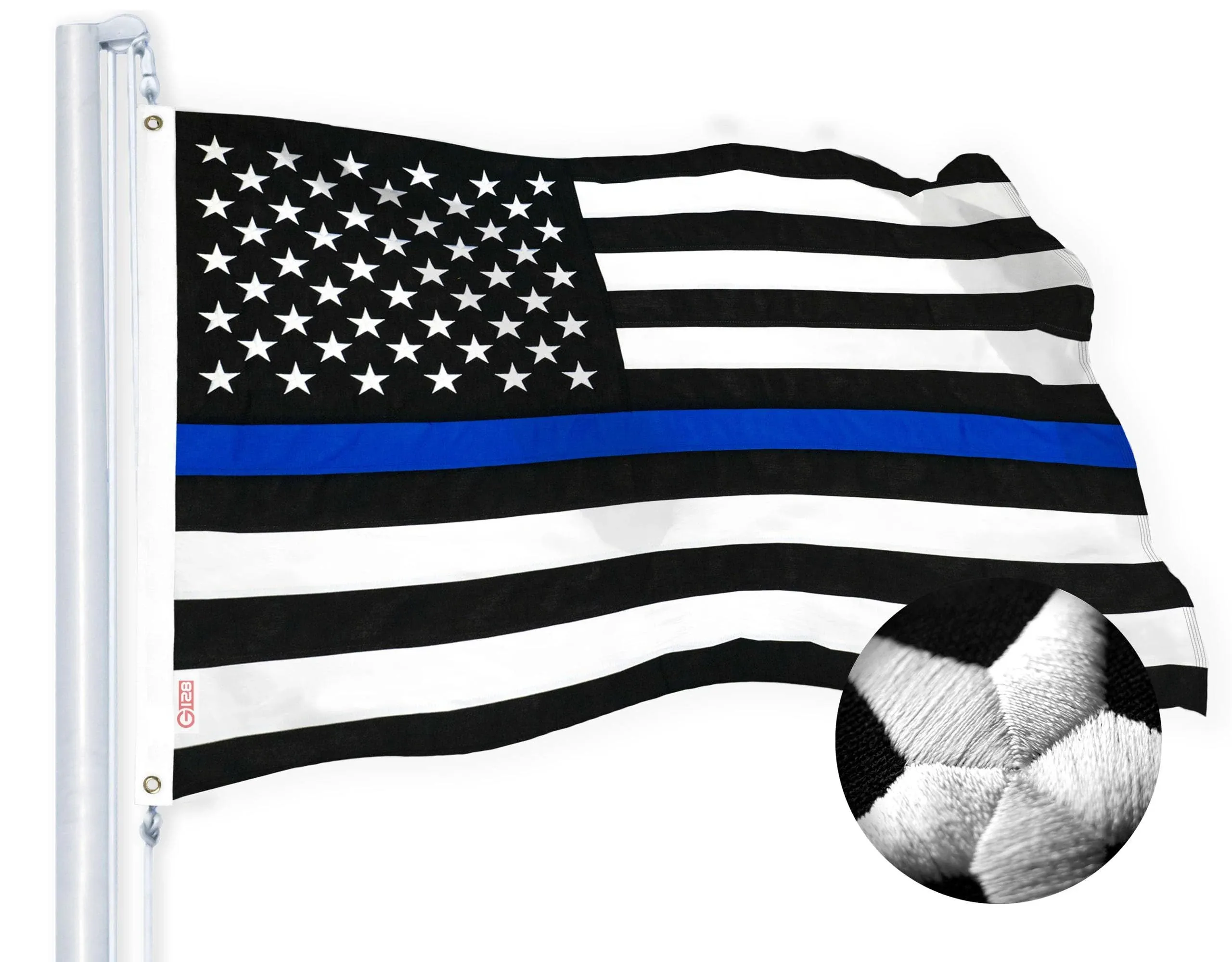 Thin Blue Line Flag 220gsm Embroidered Spun Polyester 3x5 Ft