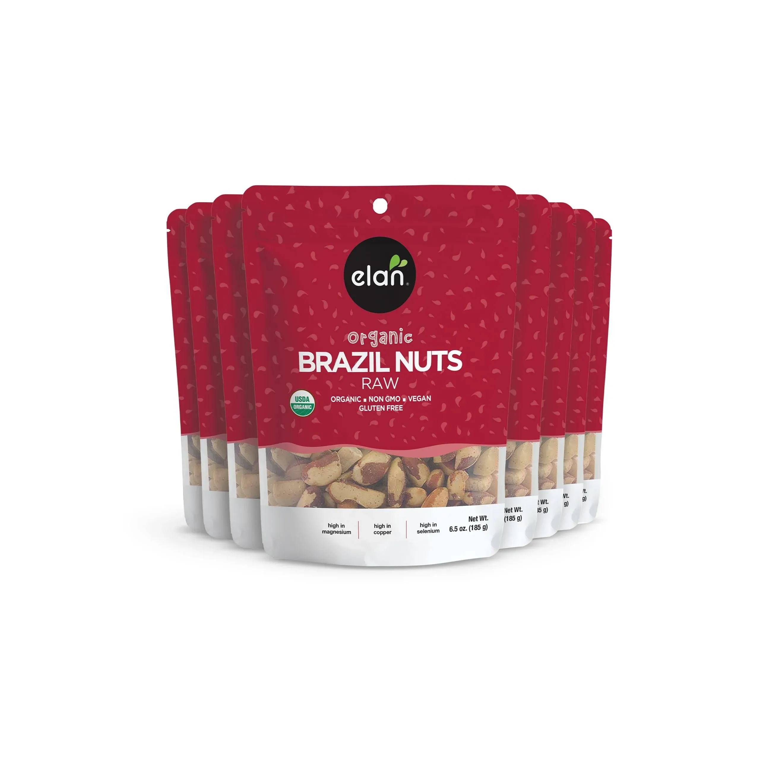 Elan Organic Raw Brazil Nuts, Non-GMO, Vegan, Gluten-Free , 8 Pack of 6.5 oz