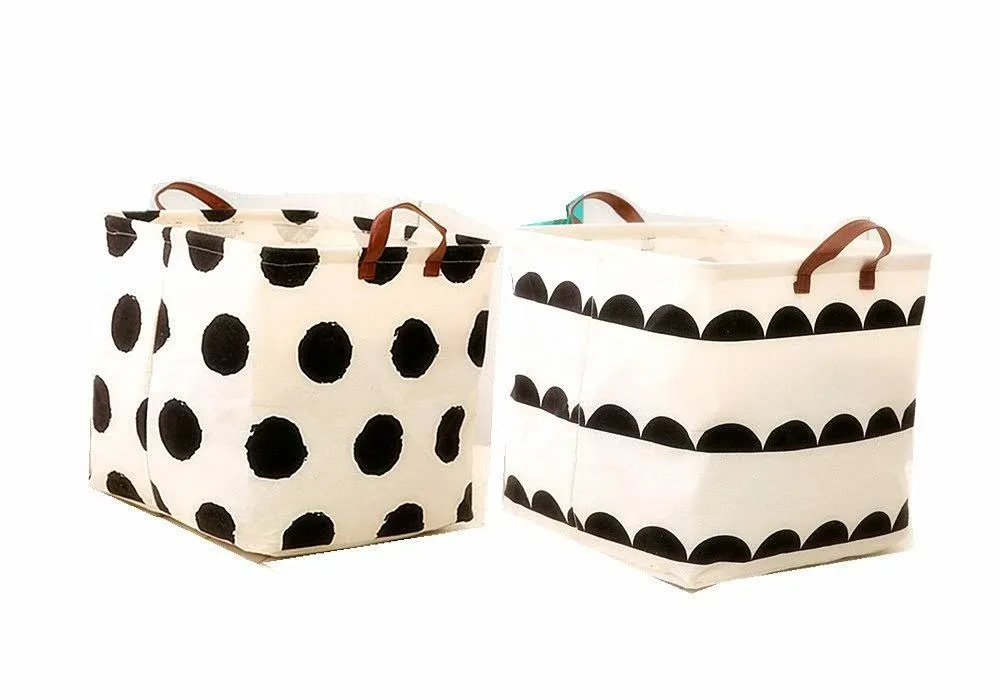 13&#034; Storage Baskets,Square Canvas Toy 13 inch, Dot + Semicircle 