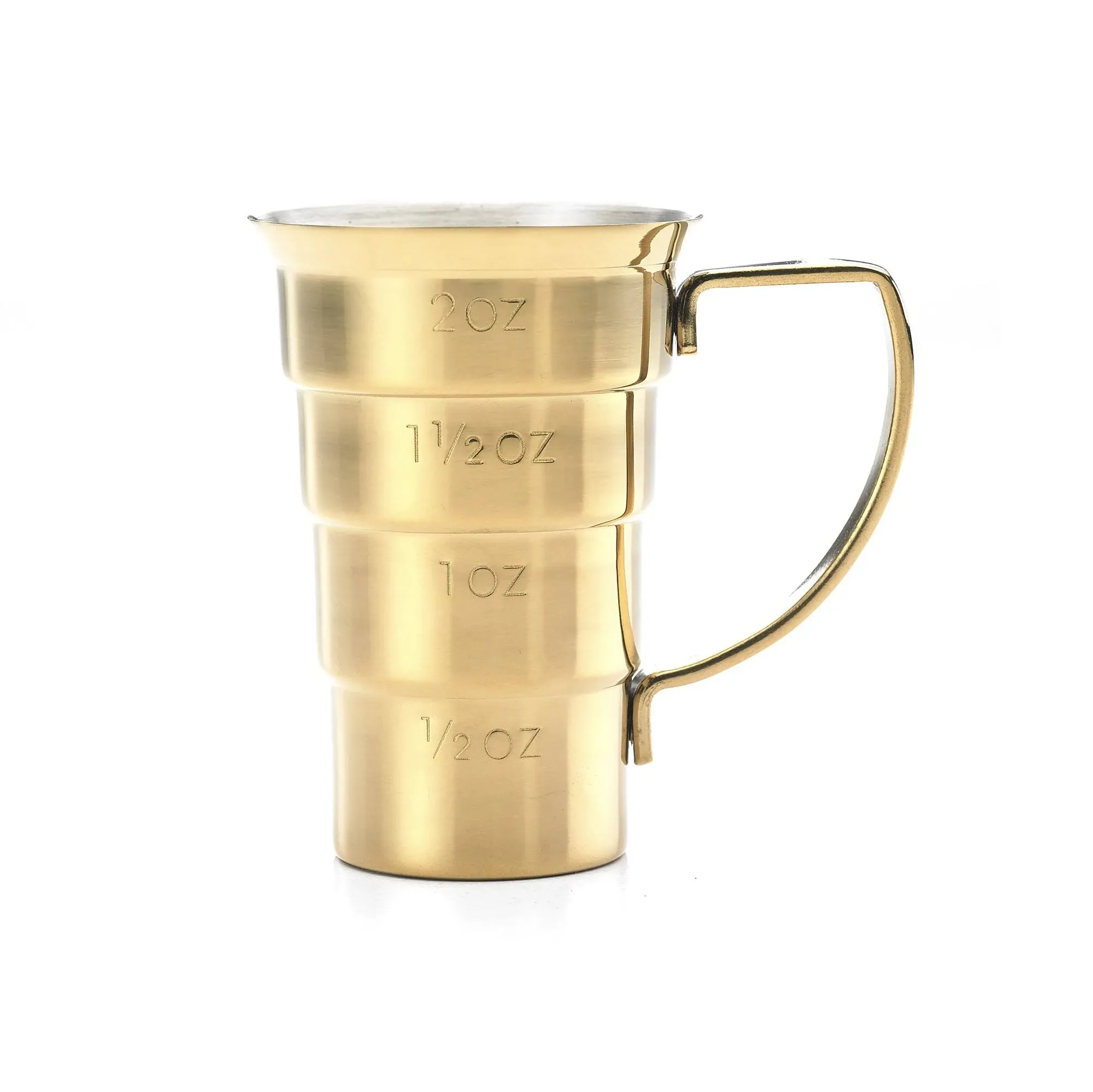 Barfly® M37108GD 2 oz. Gold-Plated Stepped Jigger with Handle