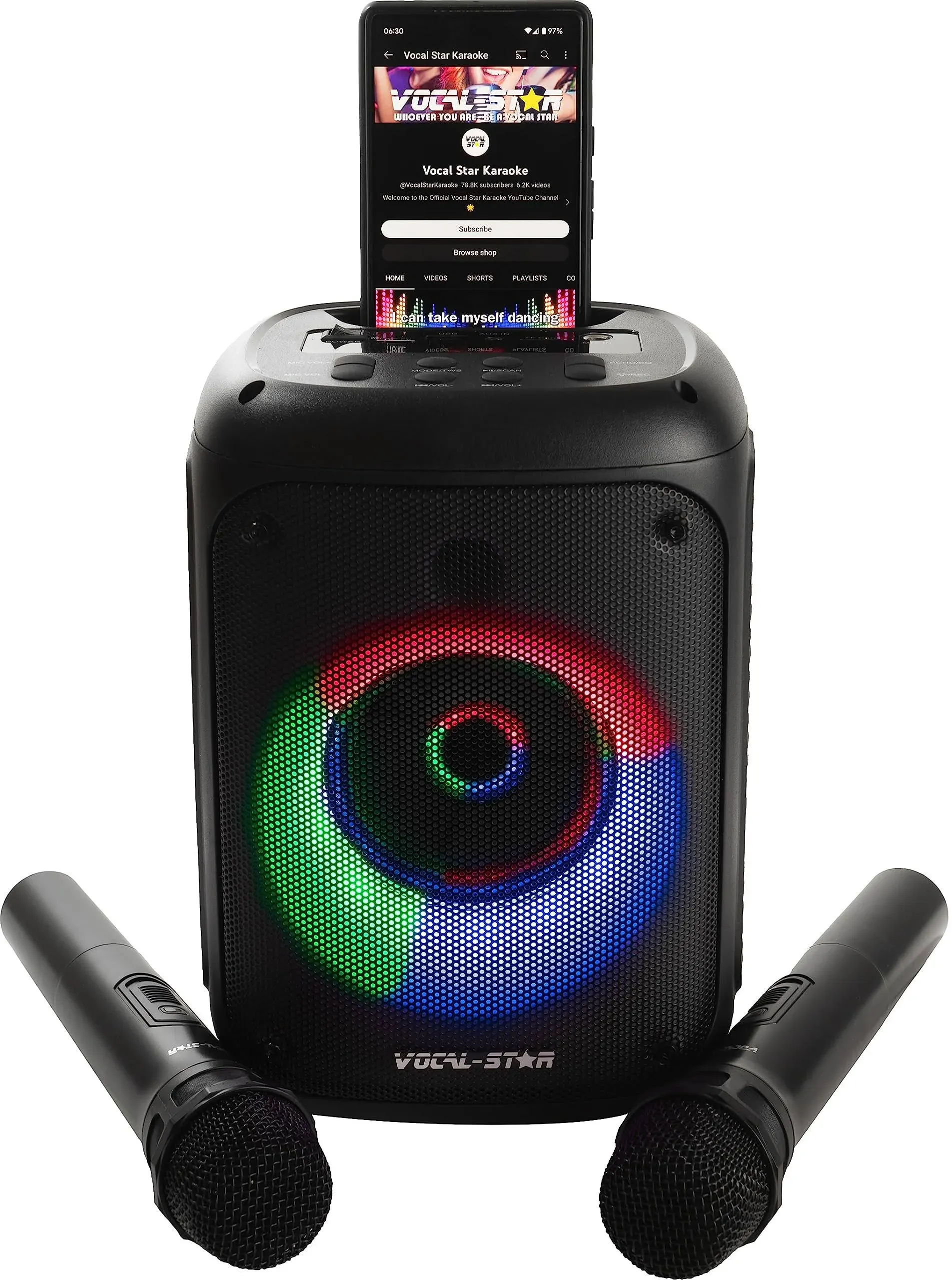 Vocal-Star Portable Karaoke Machine with Bluetooth, 2 Wireless Microphones ...