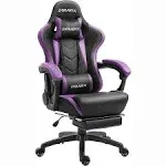 Dowinx Gaming Chair Ergonomic Racing Style Recliner with Massage Lumbar Support, Office Armchair for Computer PU Leather E-Sports Gamer Chairs with Retractable Footrest （Black&Purple）