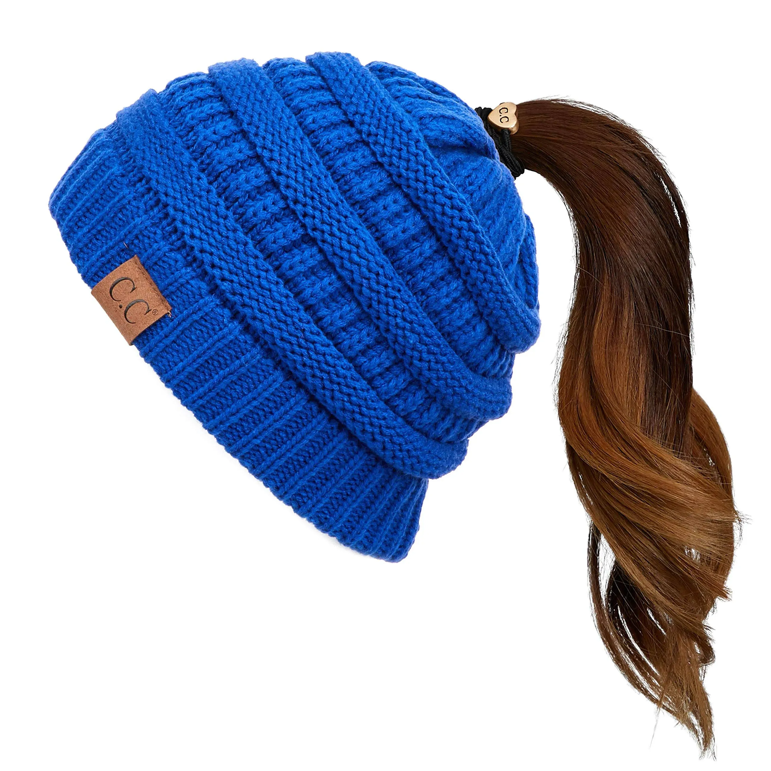 Hatsandscarf CC Exclusives Solid Color Beanie Tail Hat for Adult (MB-20A) (Royal)