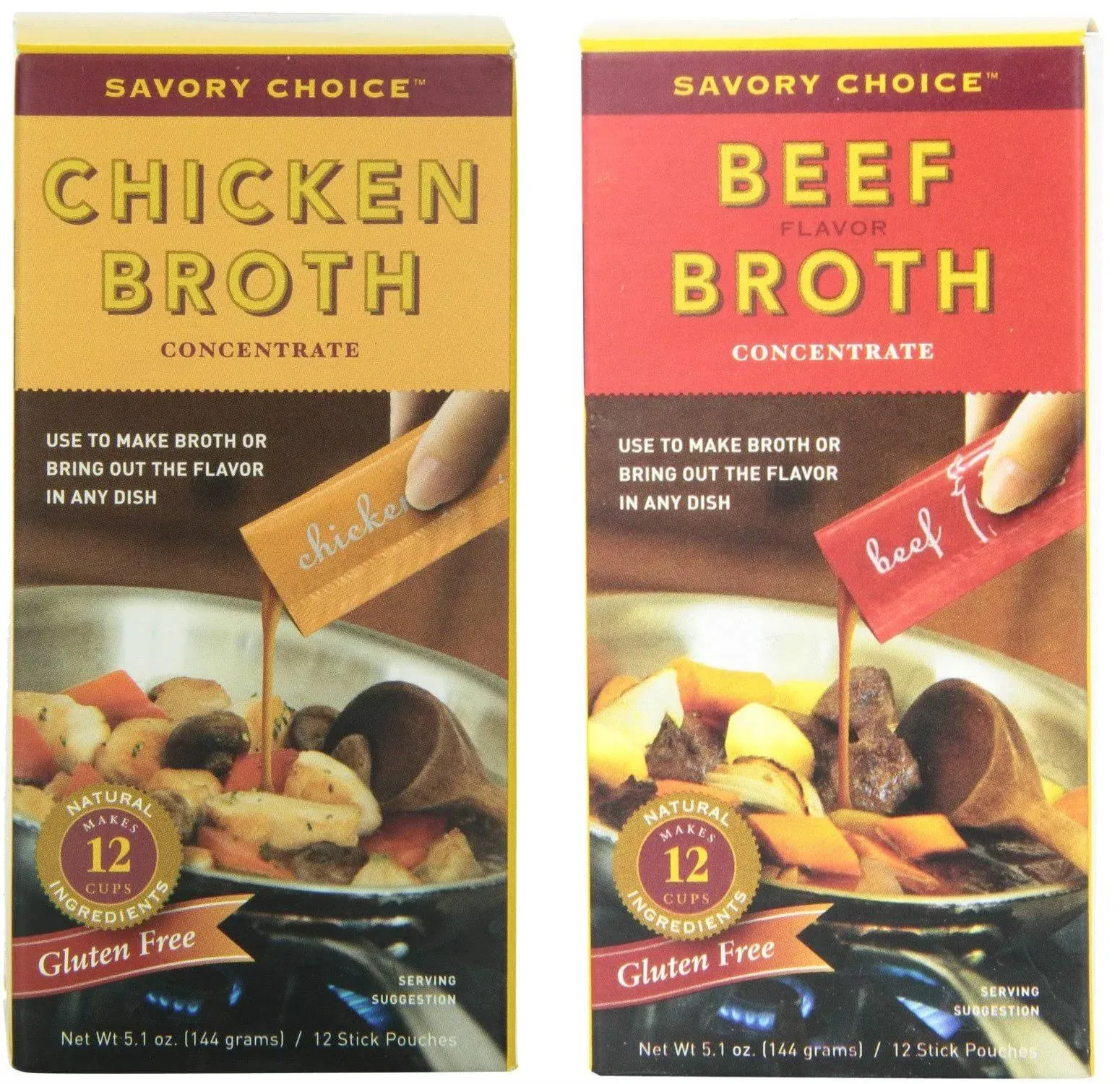 Savory Choice Liquid Chicken and Beef Broth Concentrates Set of 2 Boxes