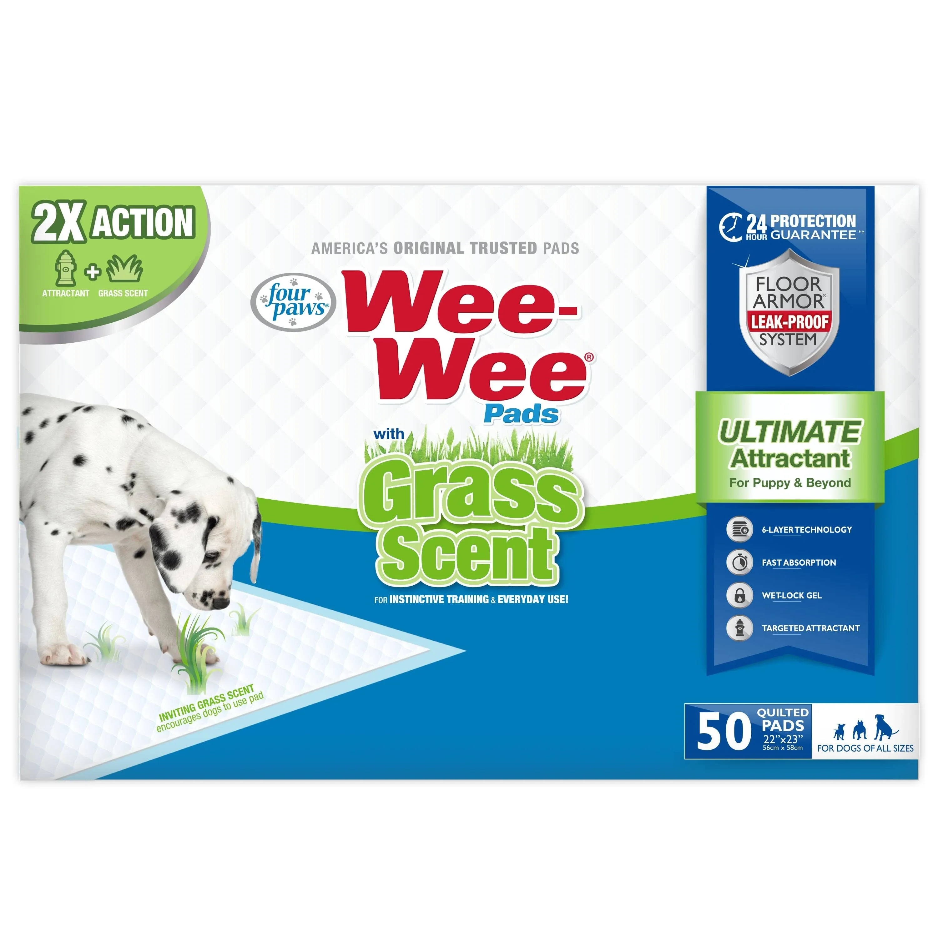 Four Paws Wee-Wee Grass Scented Puppy Pads 100 Count