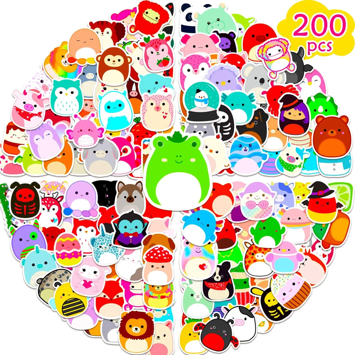 200 Pcs Cute Stickers Pack | Cartoon Animal Aesthetic Decals, Vinyl Waterproof ...