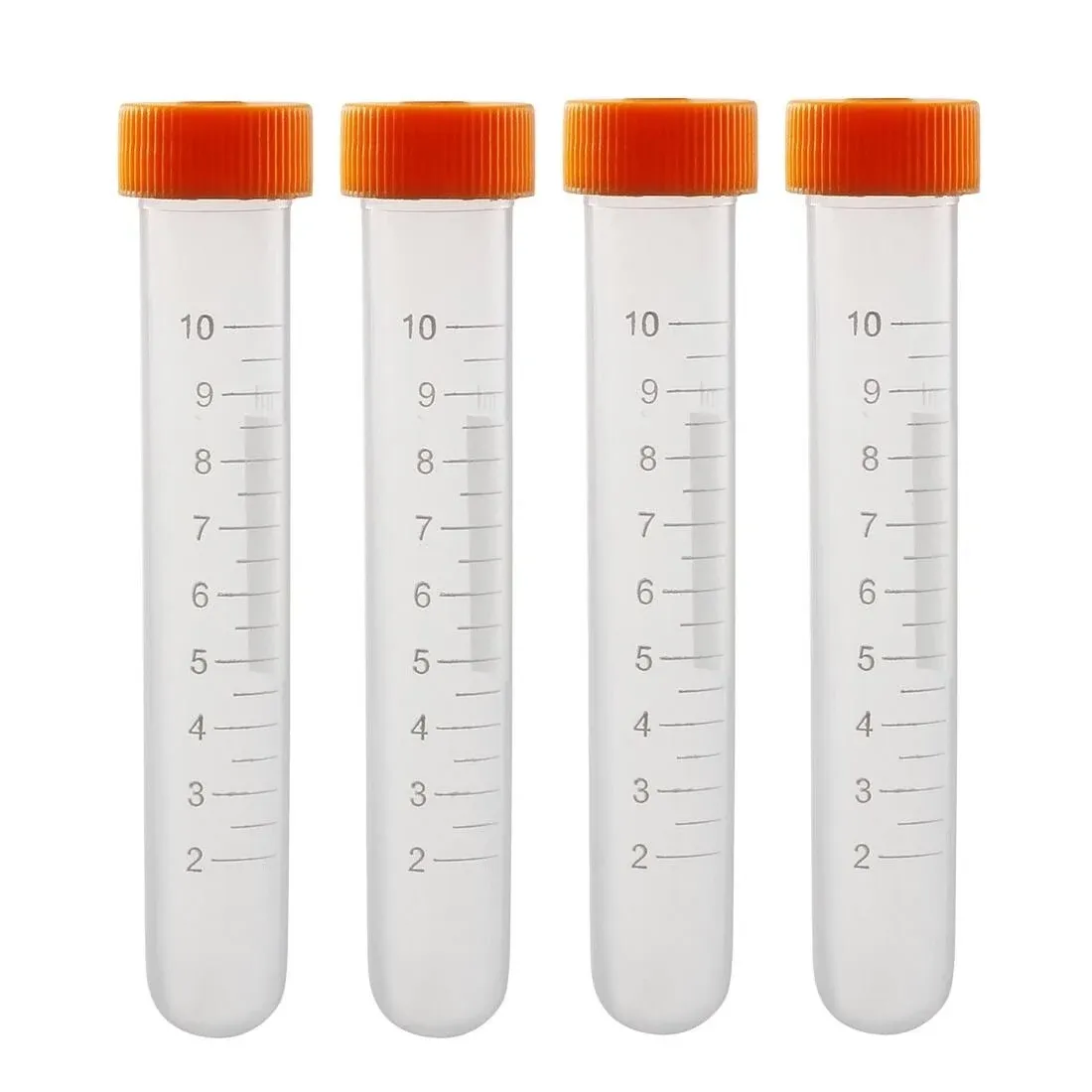 Uxcell 10 Pcs 10ml Plastic Centrifuge Tubes with Orange Screw Cap, Round Bottom ...